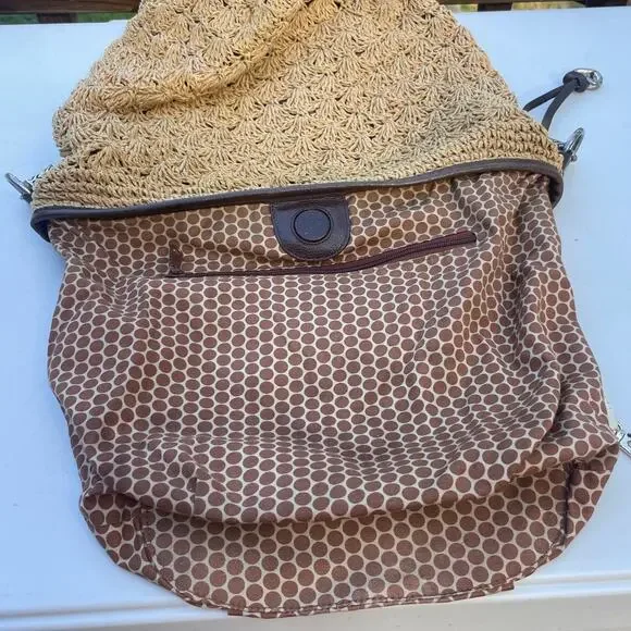 Brighton Straw Crochet Shoulder Bag – Boho Woven Hobo Tote - Picture 8 of 15